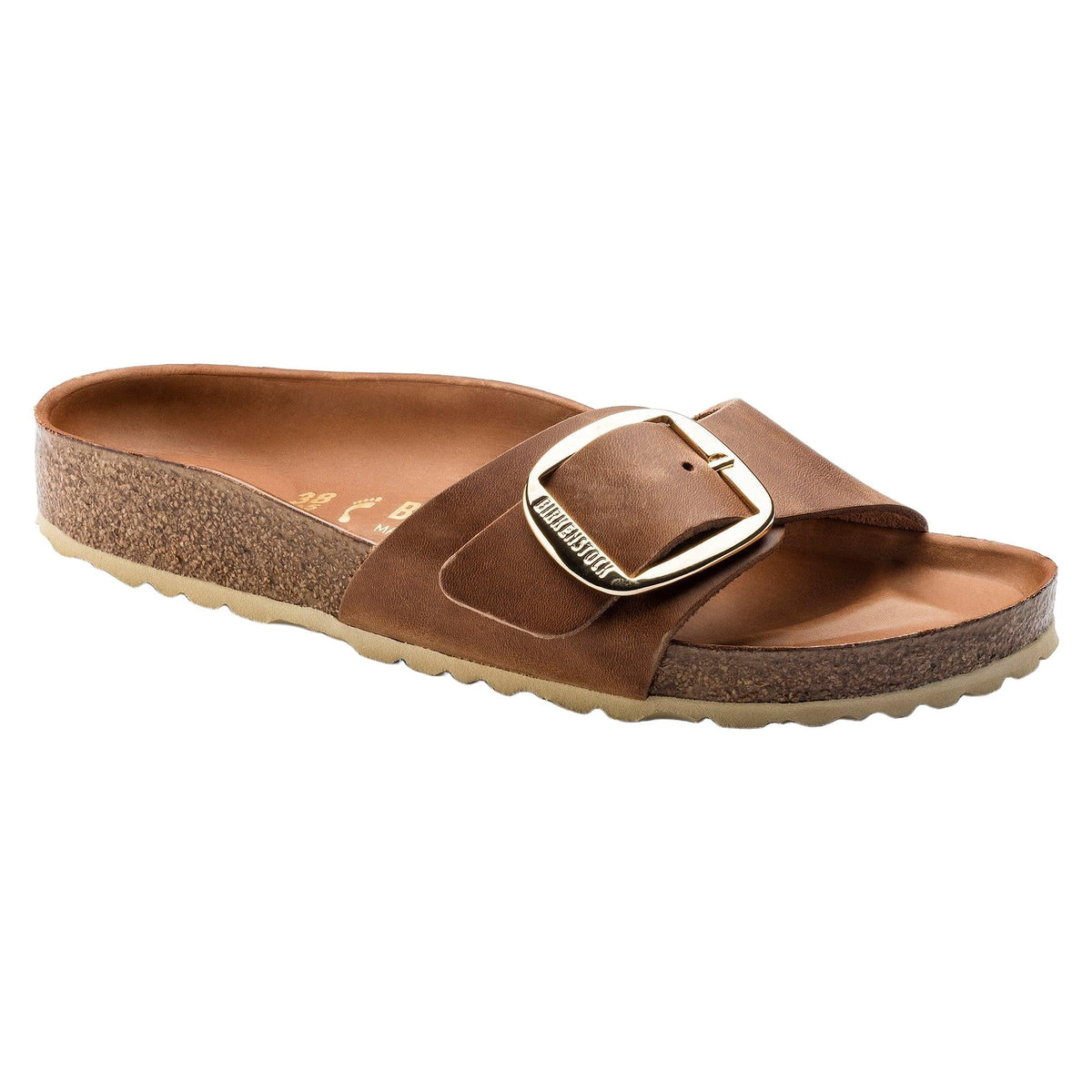 Birkenstock Madrid Big Buckle Oiled Leather in Cognac