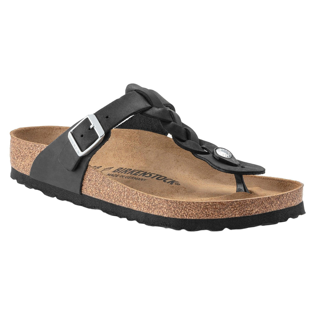 Birkenstock Gizeh Braid Oiled Leather Sandal in Black