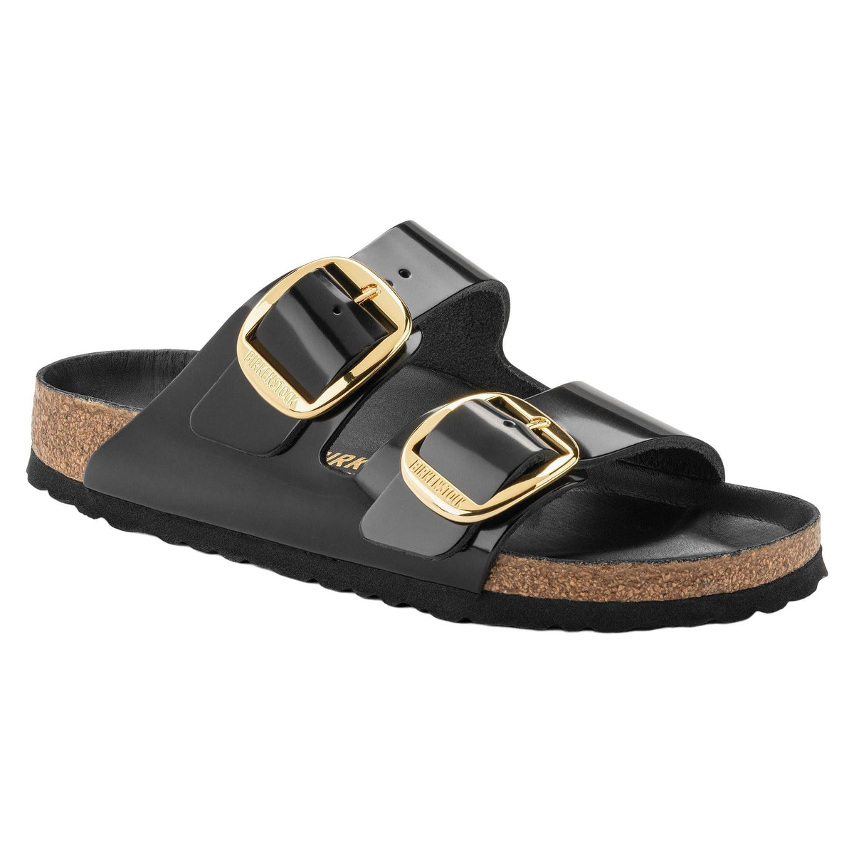 Birkenstock Arizona Big Buckle Natural Leather Patent in High Shine Black