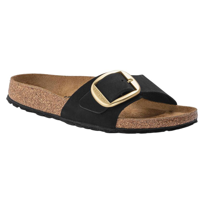 Birkenstock Madrid Big Buckle Nubuck Leather in Black