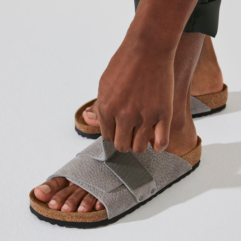 Birkenstock Kyoto Nubuck Leather in Desert Buck Whale Gray