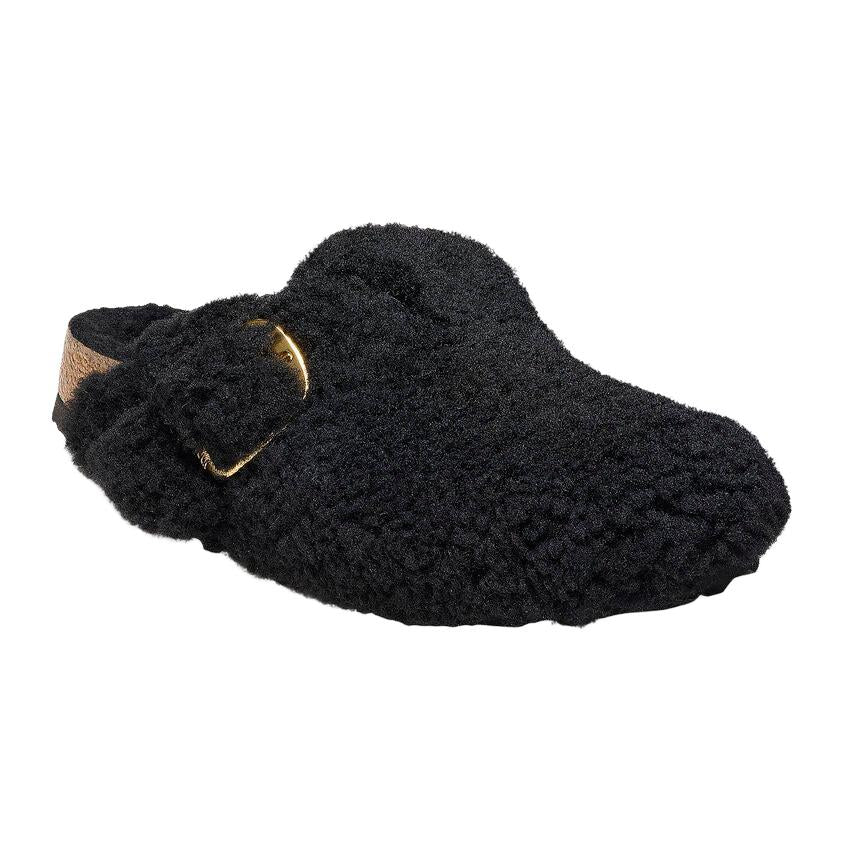 Birkenstock Boston Big Buckle Shearling in Black Gold