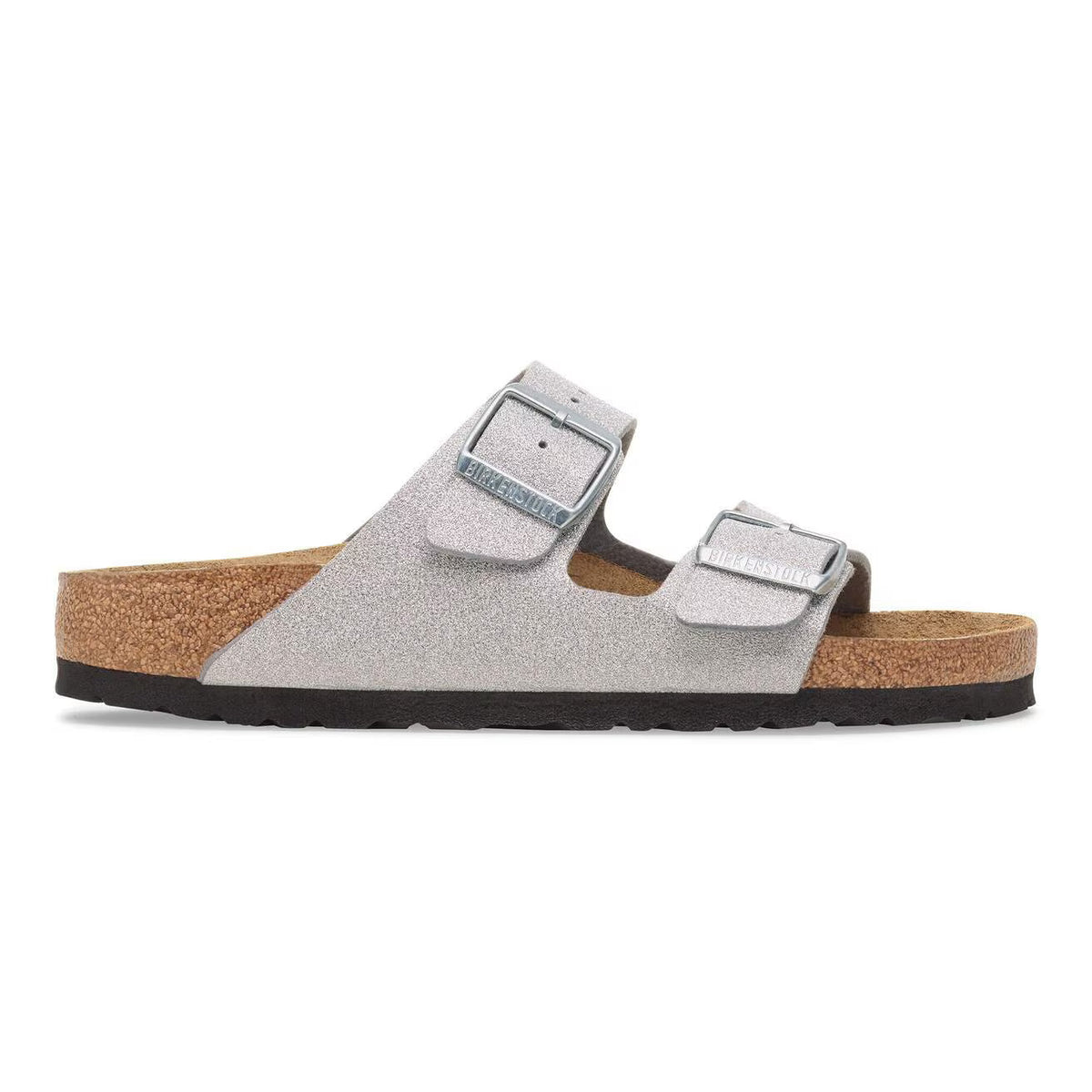 Birkenstock Arizona Synthetics in Shiny Glitter Silver