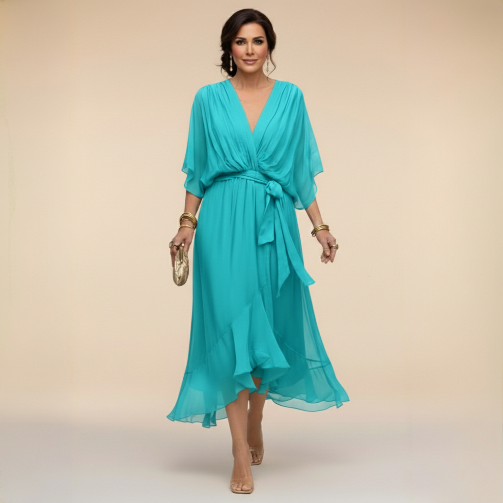 MARTA | Vestido ligero y transparente con escote en V
