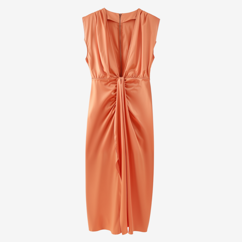 Assia™ Vestido midi drapeado