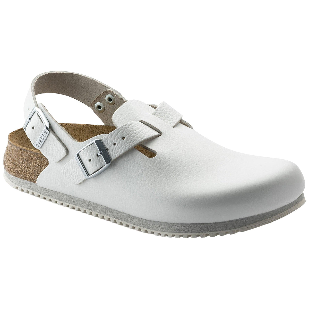 Birkenstock Tokio Super Grip Leather Clog Classic Footbed in White