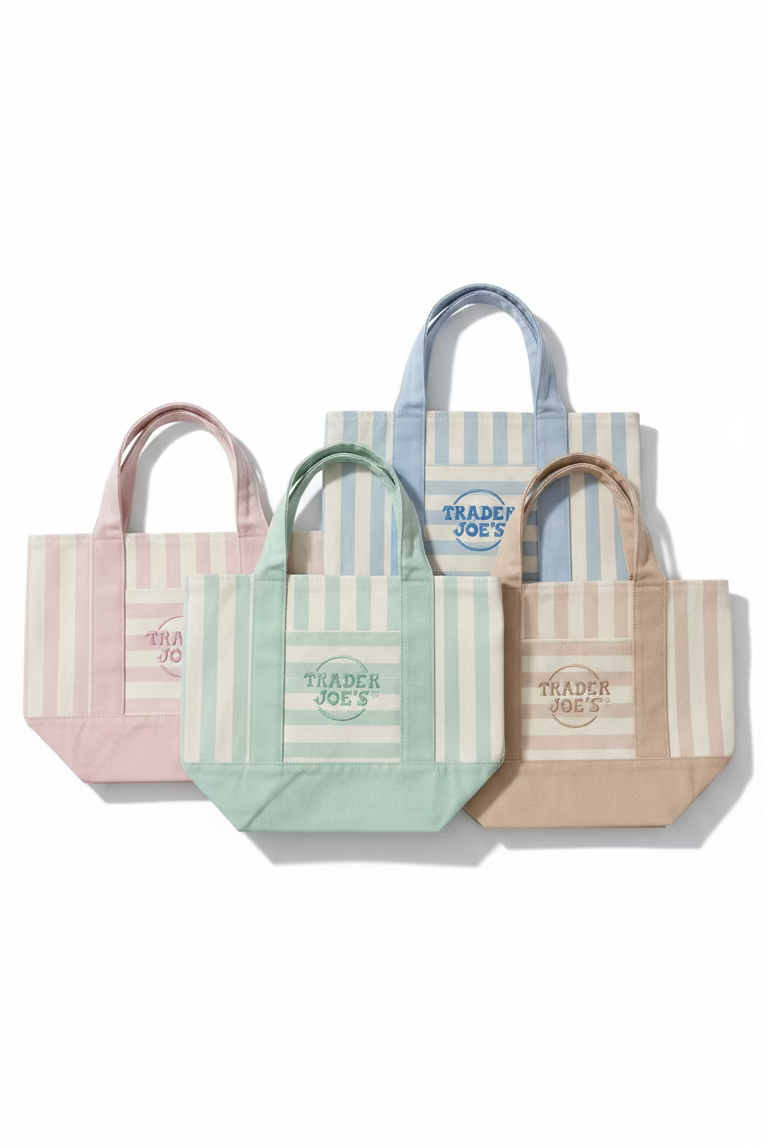 Trader Joe's Mini Striped Spring Totes Set (4 Pack)