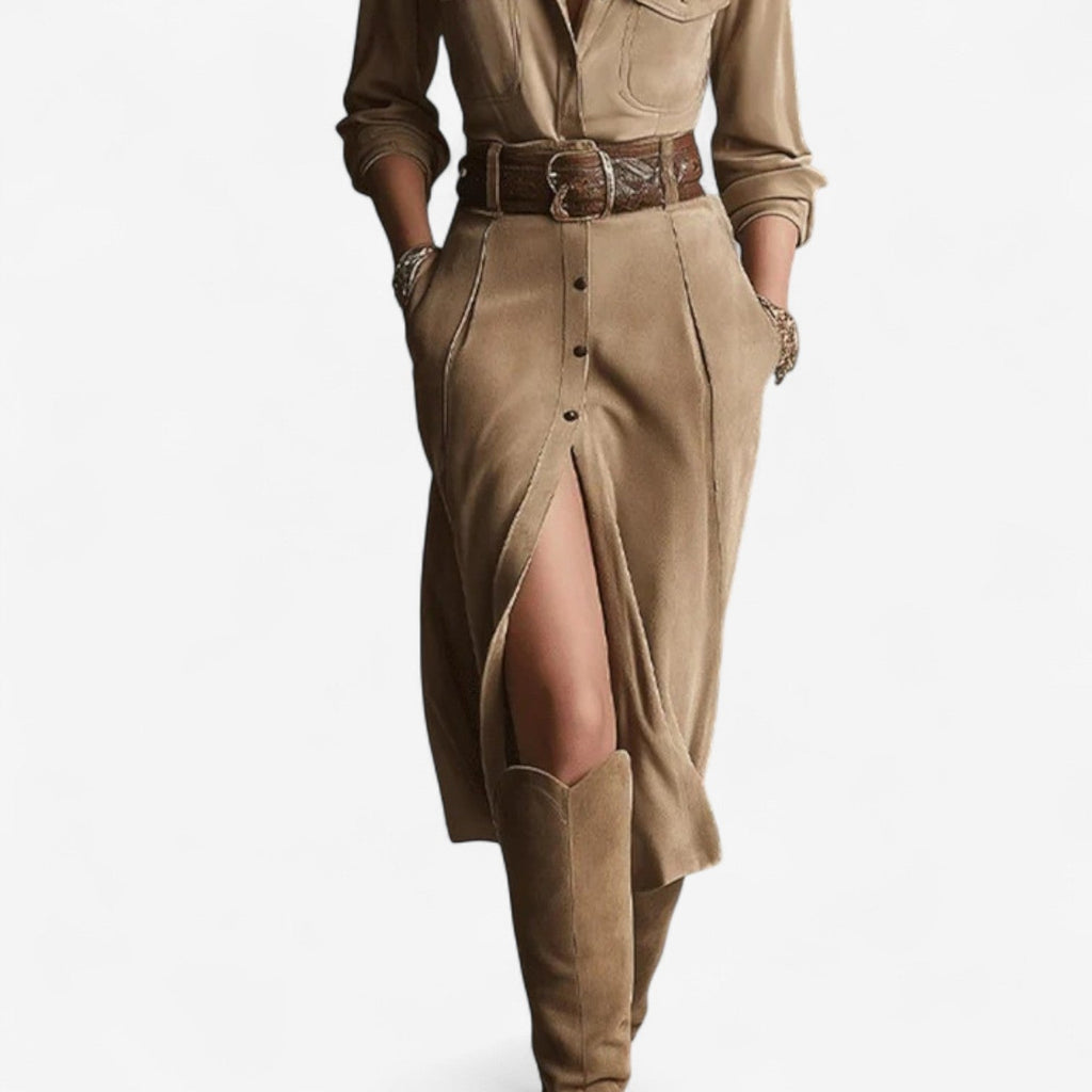 Cathy™ Vestido tipo camisa con cinturón