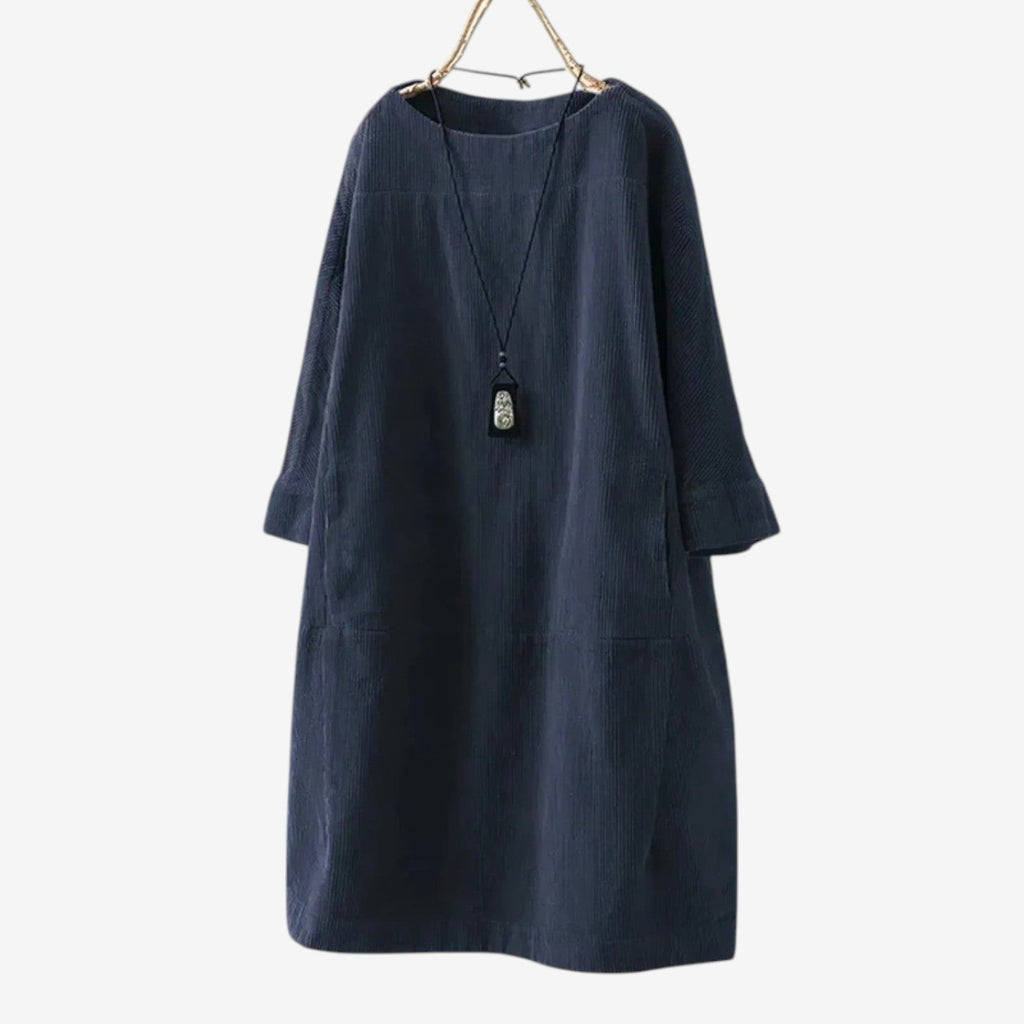 Quiblier™ Vestido de terciopelo acanalado