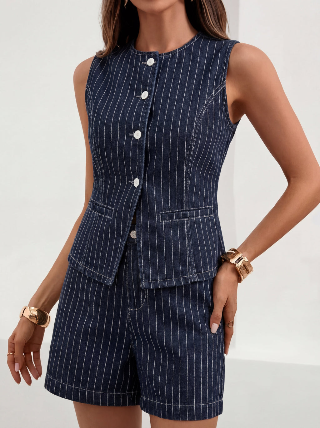 DENNISE™ – Casual Vest & Shorts Two-Piece Set