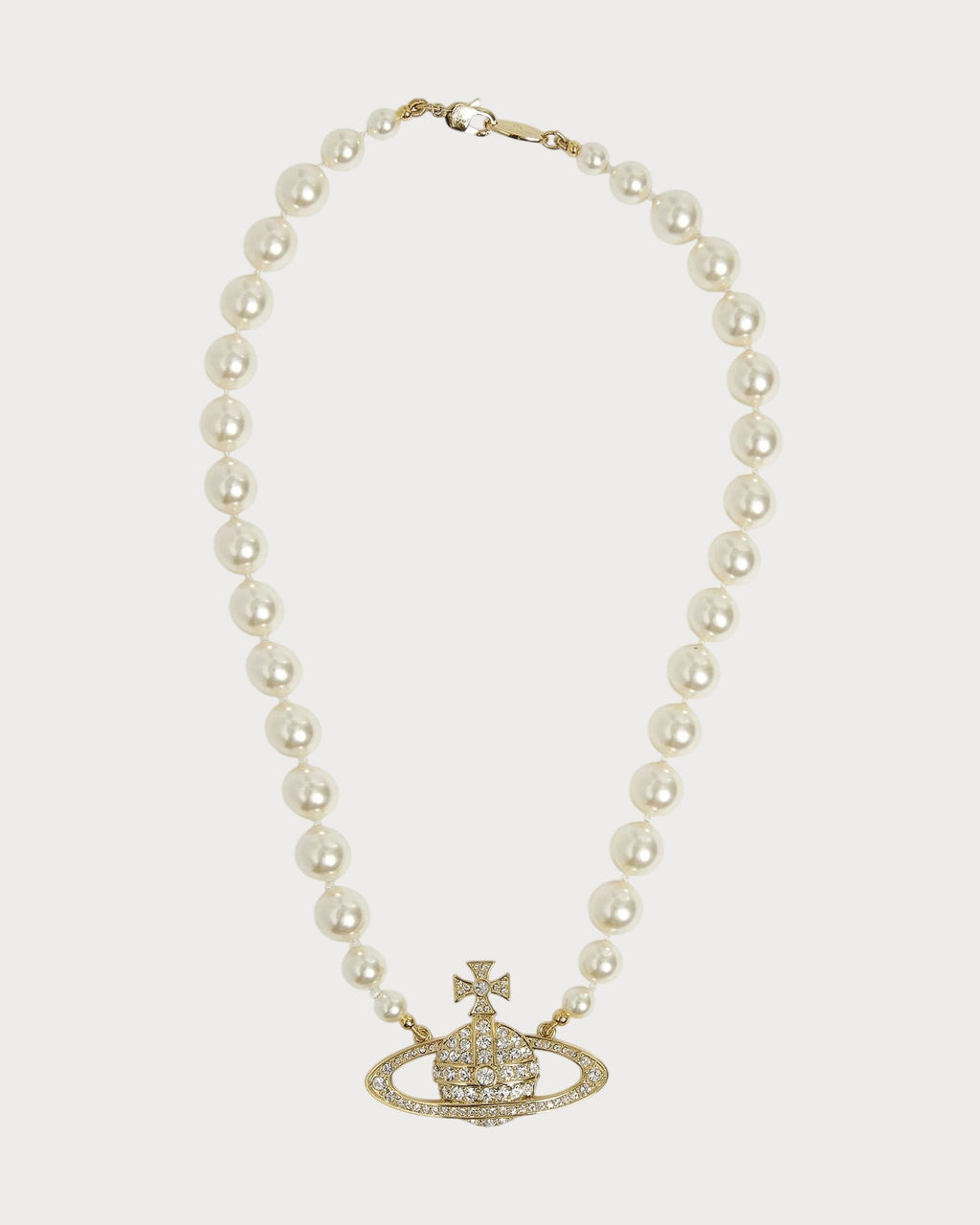 VIVIENNE WESTWOOD Bas Relief Silver-Tone Brass, Pearl and Swarovski Crystal Necklace(2 Colors)