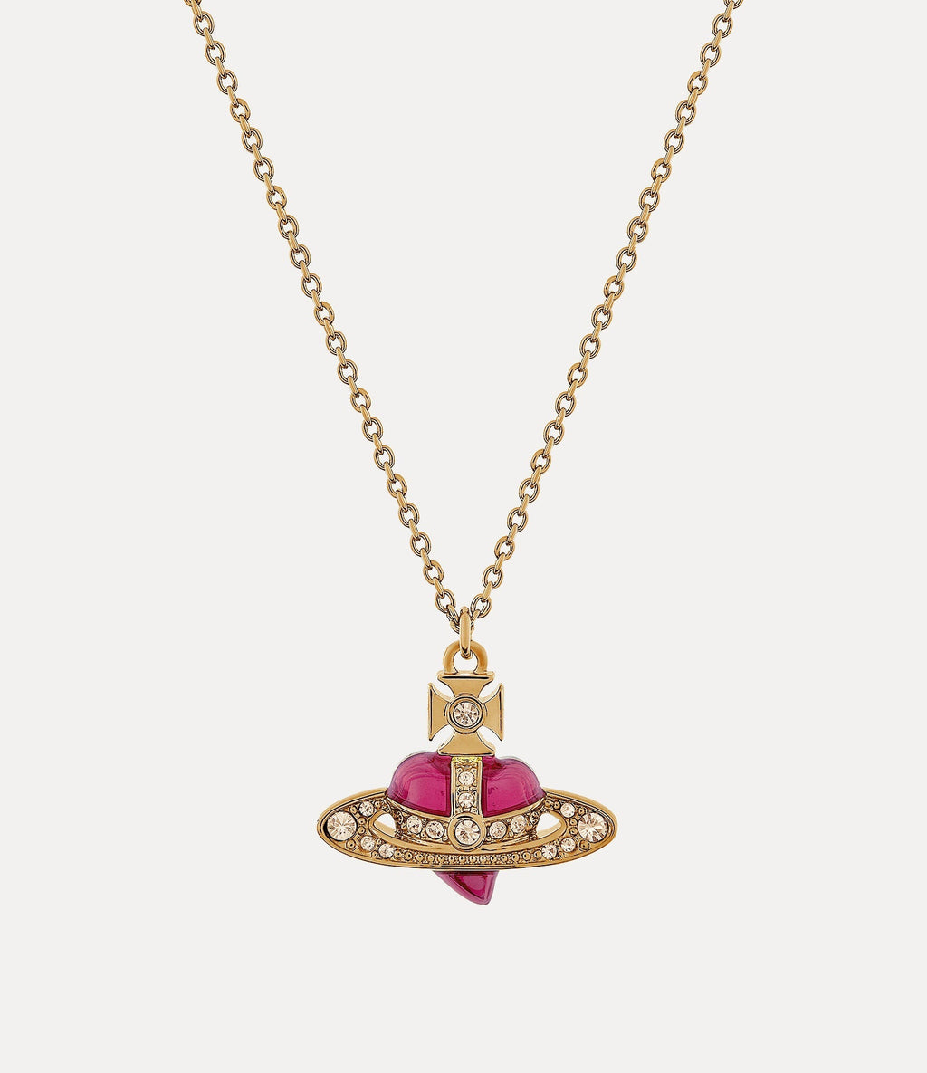 VIVIENNE WESTWOOD New Diamante Heart Pendant Necklace Brass(4 Colors)